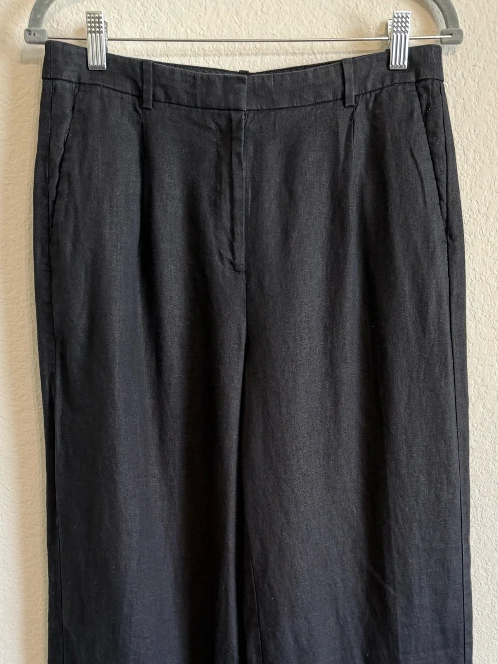 J Crew Black Essential Wide Leg Linen Pants BW528 Lightweight Classic Trousers 8